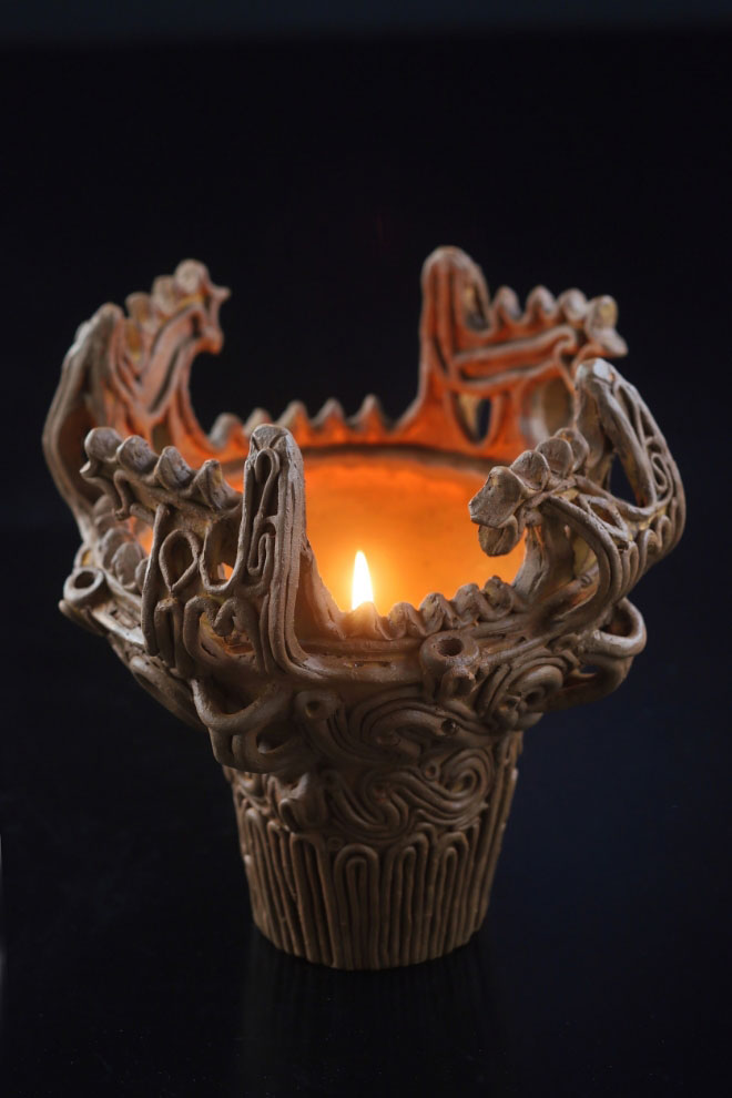 Flame pottery replica